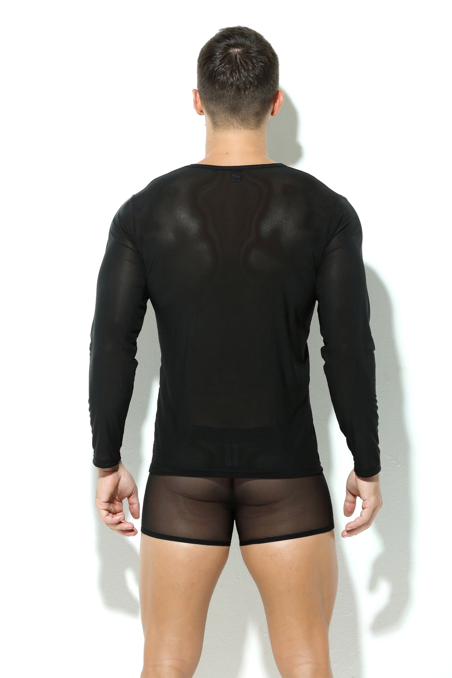 Herren Netz Shirt Transparent Langarm