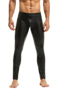 Herren Leder Leggings in Schwarz Matt Kunstleder Meggings Hose
