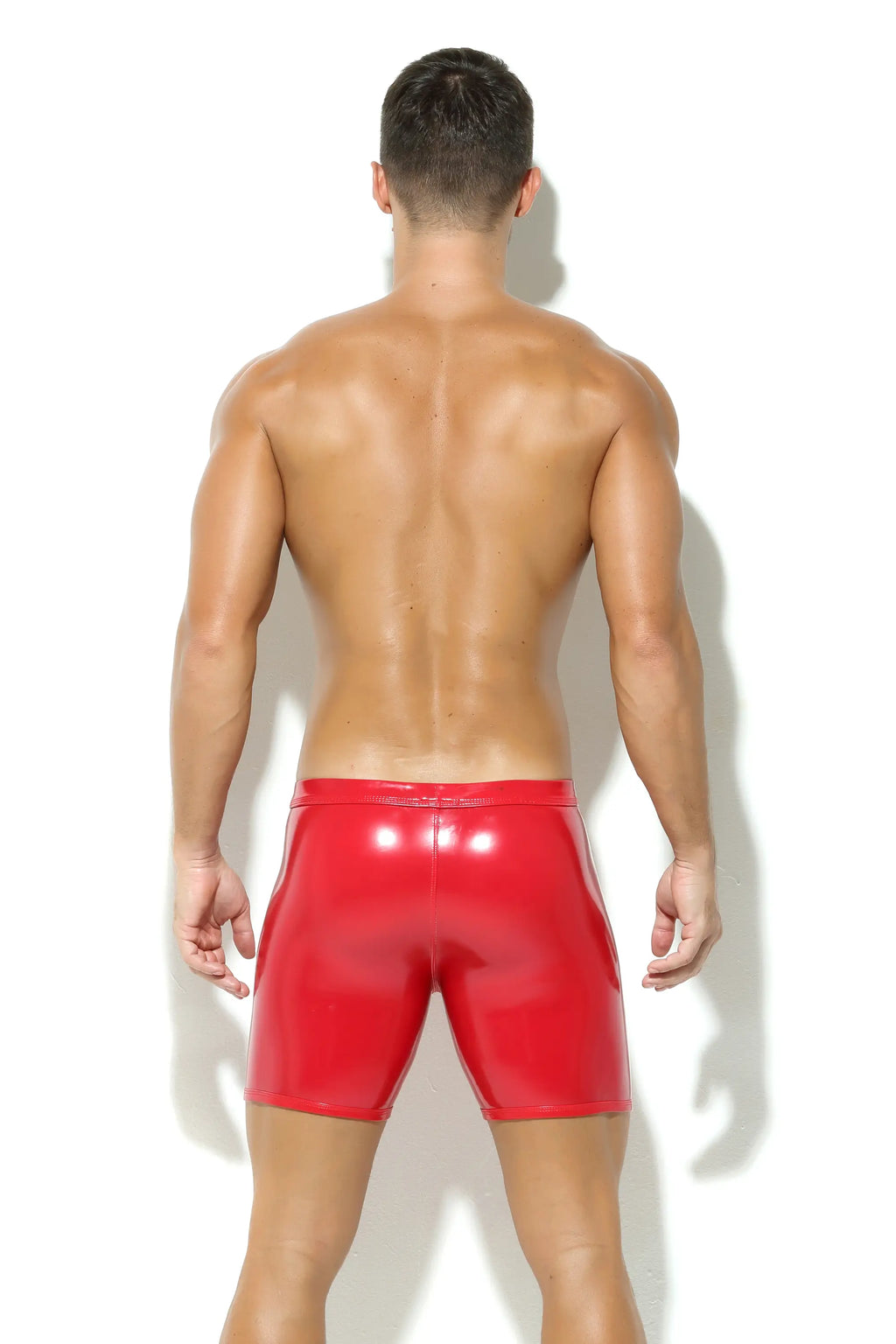 Herren Lack Boxershorts Glänzende Lederoptik mit abnehmbarem Codpiece