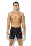 Herren Lack Boxershorts Glänzende Lederoptik mit abnehmbarem Codpiece