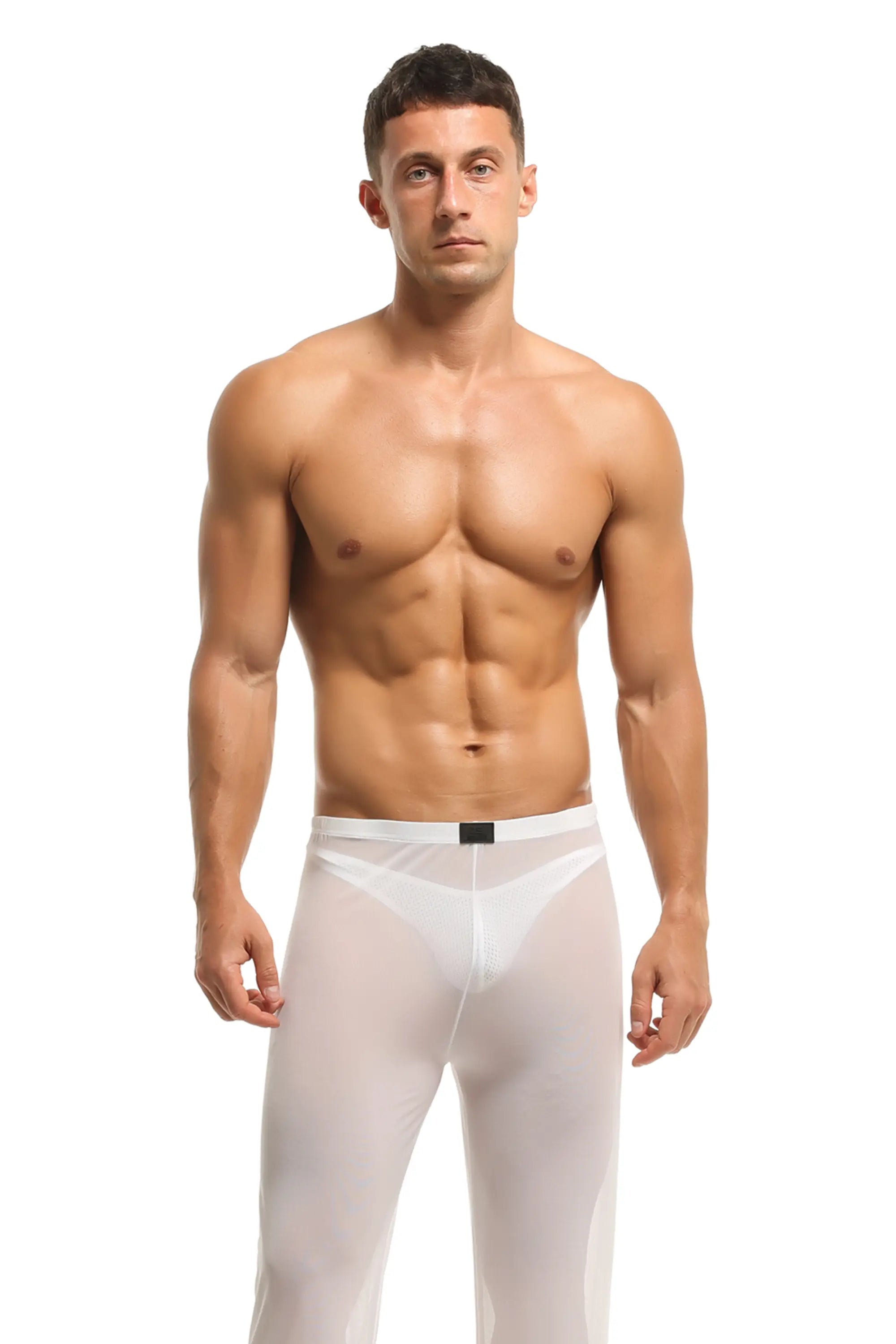 Herren Sheer Hose transparent in Weiss aus feinster Tüll Stoff Nachtwäsche