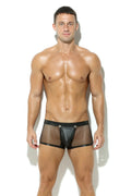Herren Netz Pant in Schwarz mit Leder Optik und abnehmbarem Codpiece
