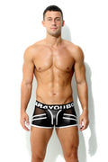 Herren Maskuline Pant Weiss mit Netz Lederoptik Matt mit Codpiece und Reissverschluss