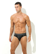 Herren Brief in Schwarz mit Leder Optik und Feinster Tüll Transparent