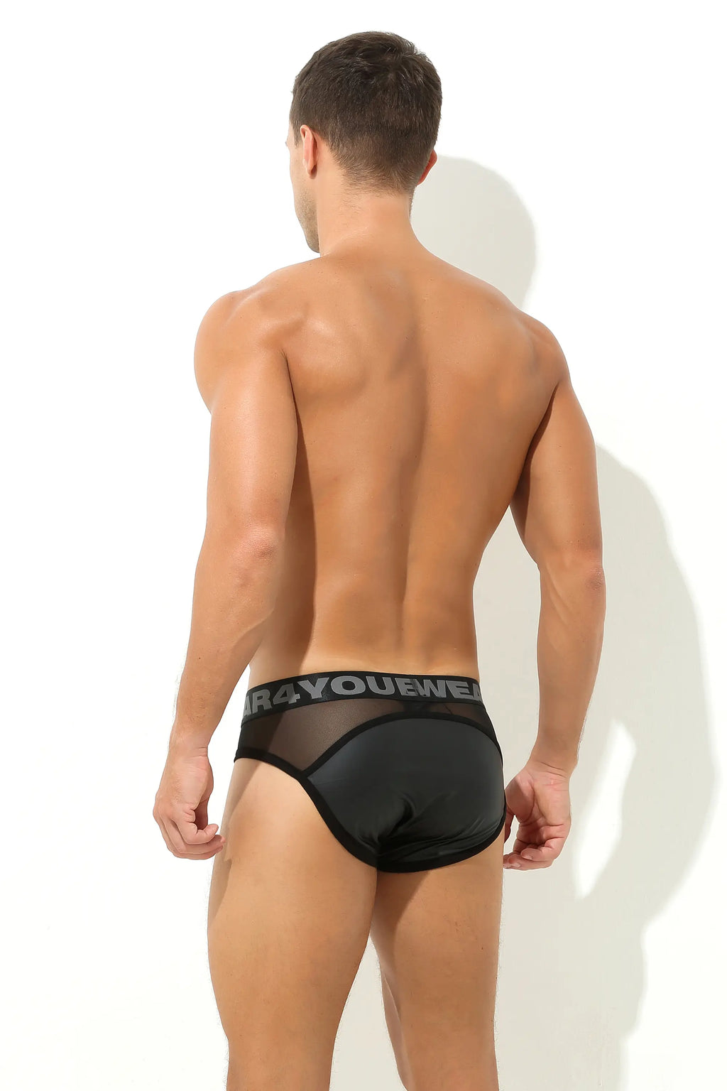 Herren Brief in Schwarz mit Leder Optik und Feinster Tüll Transparent