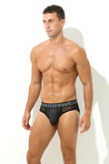Herren Brief in Schwarz mit Leder Optik und Feinster Tüll Transparent