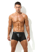 Herren Pant Jock Ouvert in Schwarz mit Netz Leder Optik Matt Kunstleder enganliegend